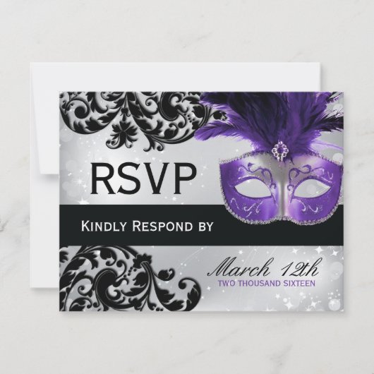 Masquerade bruiloft RSVP Kaarten Kaartje (Voorkant)