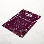 Masquerade Butterfly Bourgogne Zilver Quinceanera Folie Uitnodiging (Gedraaid)