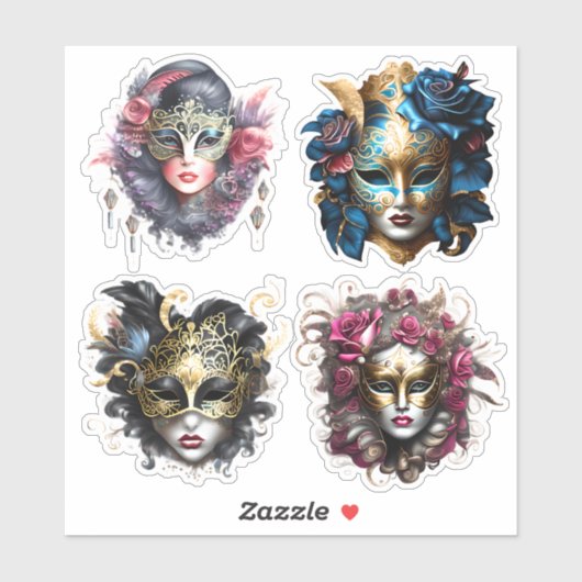 Masquerade carnaval gezichtsmaskers dames vrouw ge sticker (Vel)