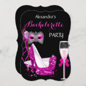Masquerade Champagne Bachelorette Hot Pink l2 Kaart (Voorkant / Achterkant)
