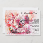 Masquerade Character in Red Invitation Kaart (Voorkant)