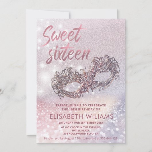 Masquerade charme mousserende glittery ombre kaart (Voorkant)