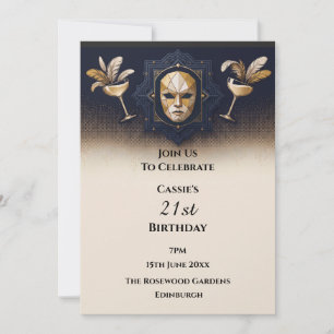 Masquerade Cocktail Navy Goud Kaart
