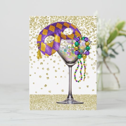 Masquerade Cocktail Party Uitnodiging (Staand voorkant)