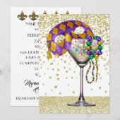 Masquerade Cocktail Party Uitnodiging (Voorkant / Achterkant)