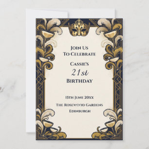 Masquerade Cocktail Zwart Goud Kaart