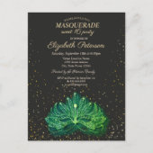 Masquerade, Confetti Green Masque Sweet 16 Uitnodiging Briefkaart (Voorkant)