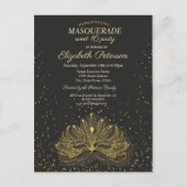 Masquerade, Confetti Masque Sweet 16 Uitnodiging Briefkaart (Voorkant)
