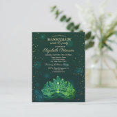 Masquerade, Confetti Stars Green Masque Sweet 16 Uitnodiging Briefkaart (Staand voorkant)