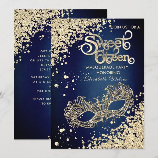 Masquerade diamant luxe goud, zoet 16 kaart (Voorkant / Achterkant)