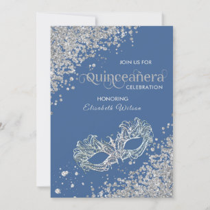 Masquerade diamant luxe Quinceañera blauw Kaart