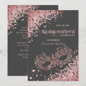 Masquerade diamant luxe Quinceañera roos gold Kaart (Voorkant / Achterkant)