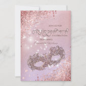 Masquerade diamant luxe Quinceañera roos gold Kaart (Voorkant)