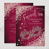 Masquerade diamant luxe roos goud, zoet 16 Inv. Kaart (Voorkant / Achterkant)