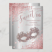 Masquerade diamant luxe roos goud, zoet 16 Invi Kaart (Voorkant / Achterkant)