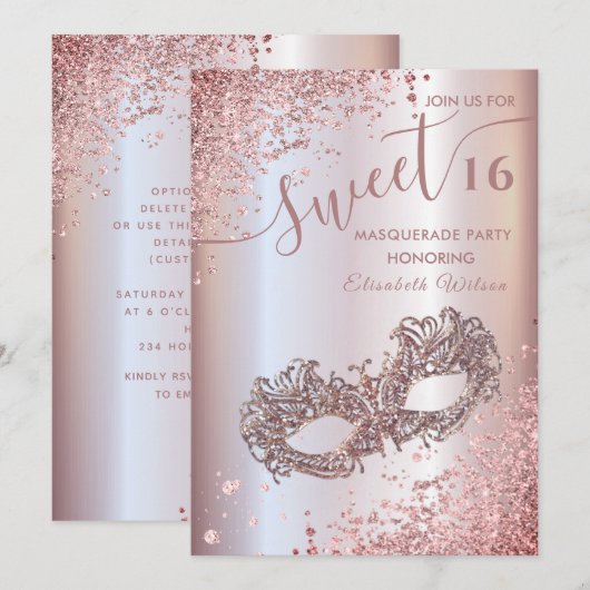 Masquerade diamant luxe roos goud, zoet 16 kaart (Voorkant / Achterkant)