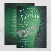 Masquerade diamantdemask groen zoet 16 kaart (Voorkant / Achterkant)