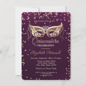Masquerade, diamanten, LichtViolet Quinceañera Kaart (Voorkant)