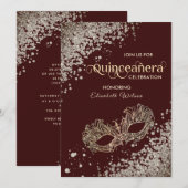 Masquerade diamantluxe Quinceañera burgundy Kaart (Voorkant / Achterkant)