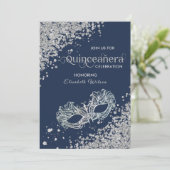 Masquerade diamantluxe Quinceañera marine Kaart (Staand voorkant)