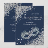 Masquerade diamantluxe Quinceañera marine Kaart (Voorkant / Achterkant)