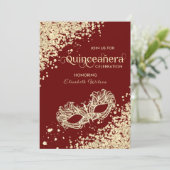 Masquerade diamantluxe Quinceañera red Kaart (Staand voorkant)