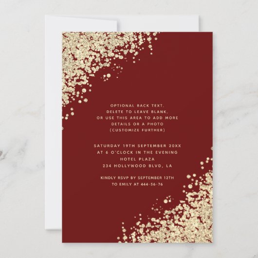 Masquerade diamantluxe Quinceañera red Kaart (Achterkant)