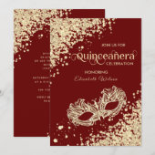 Masquerade diamantluxe Quinceañera red Kaart (Voorkant / Achterkant)