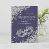 Masquerade diamantluxe Quinceañera violet Kaart (Staand voorkant)