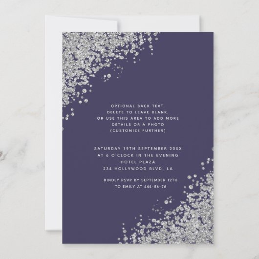 Masquerade diamantluxe Quinceañera violet Kaart (Achterkant)