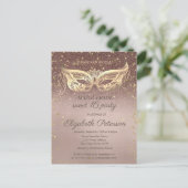 Masquerade Diamonds Glitter Sweet 16 Uitnodiging Briefkaart (Staand voorkant)