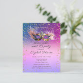 Masquerade  Diamonds Purple Glitter Sweet 16  Uitnodiging Briefkaart (Staand voorkant)