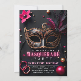 Masquerade Elegante Roze Uitnodiging Feest