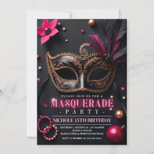 Masquerade Elegante Roze Uitnodiging Feest