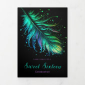 Masquerade en veren Sweet 16 Party Uitnodiging (Cover)