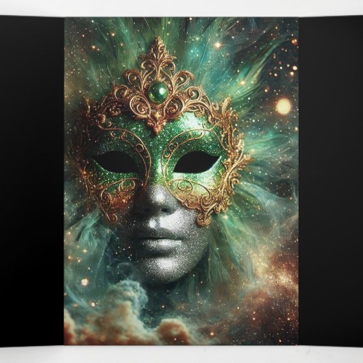 Masquerade en veren Sweet 16 Party Uitnodiging (Binnenkant midden)