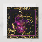 Masquerade Fabulous 30 Gold Pink Birthday Party Kaart (Voorkant)