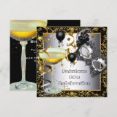 Masquerade Fabulous 30th Silver Gold Black Party Kaart (Voorkant / Achterkant)