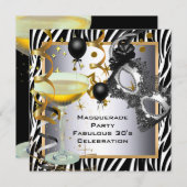 Masquerade Fabulous 30th Zebra Silver Gold Black Kaart (Voorkant / Achterkant)