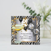 Masquerade Fabulous 30th Zebra Silver Gold Black Kaart (Staand voorkant)