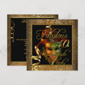 Masquerade Fabulous 40 Gold Black Birthday Party Kaart (Voorkant / Achterkant)