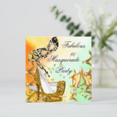 Masquerade Fabulous 40 Woman's Gold High Heels 3 Kaart (Staand voorkant)