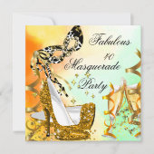 Masquerade Fabulous 40 Woman's Gold High Heels 3 Kaart (Voorkant)