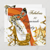 Masquerade Fabulous 40 Woman's Gold High Hiel 2 Kaart (Voorkant / Achterkant)