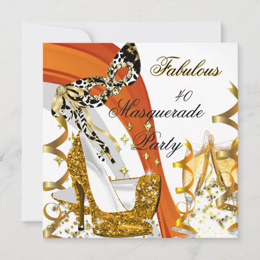 Masquerade Fabulous 40 Woman's Gold High Hiel 2 Kaart (Voorkant)