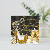 Masquerade Fabulous 40 Woman's Gold High Hiel Kaart (Staand voorkant)