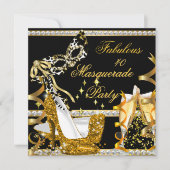 Masquerade Fabulous 40 Woman's Gold High Hielmaske Kaart (Voorkant)