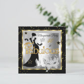 Masquerade Fabulous 50 Party Gold Silver Black Kaart (Staand voorkant)