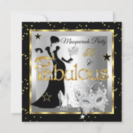 Masquerade Fabulous 50 Party Gold Silver Black Kaart