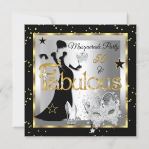 Masquerade Fabulous 50 Party Gold Silver Black Kaart